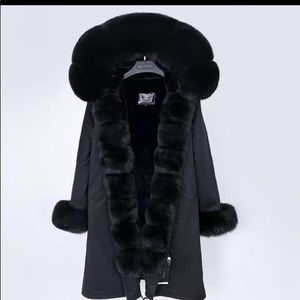 natural fox fur collar winter warm jackets